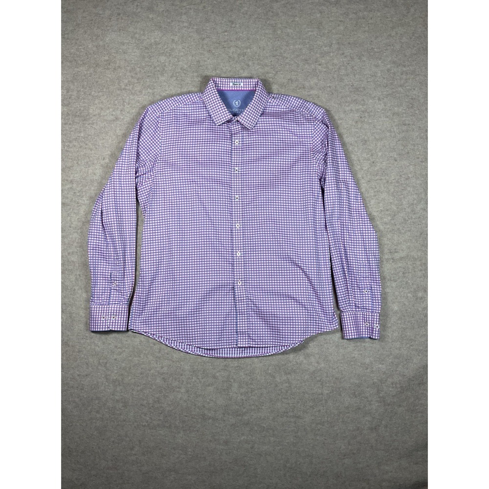 Bugatchi Shirt Mens X-Large Purple Plaid Shaped Fit Button Up Long Sleeve